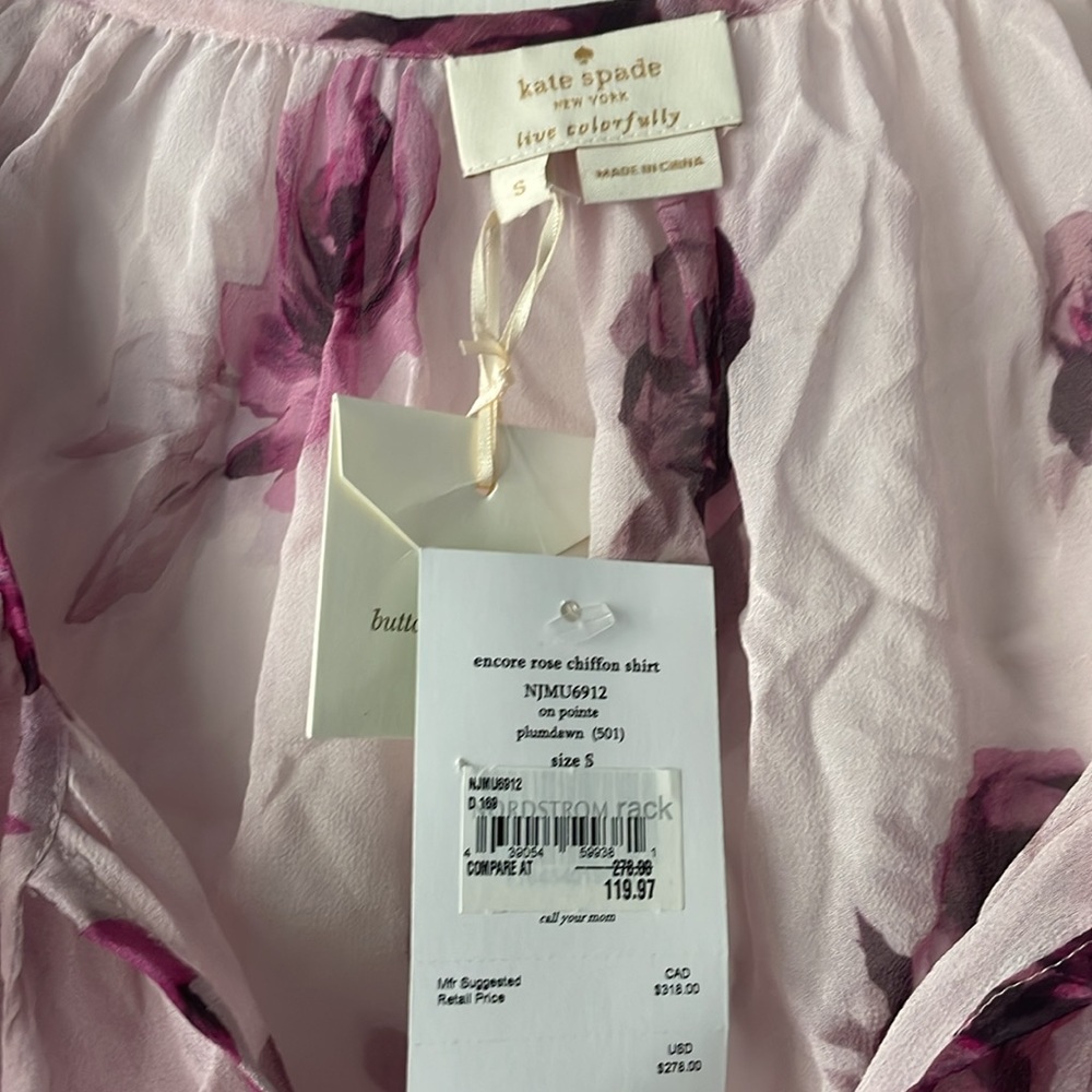 Kate Spade encore rose chiffon top S - Picture 2 of 6